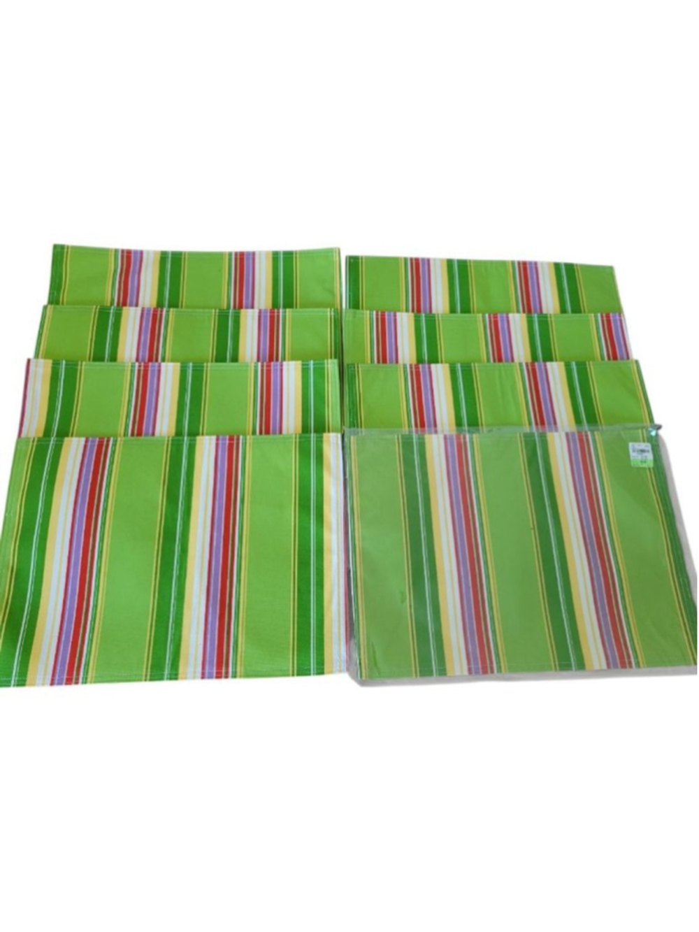 Set of 8 Vibrant Lime Green Striped Placemats Summer Patio Indoor Outdoor
Catego